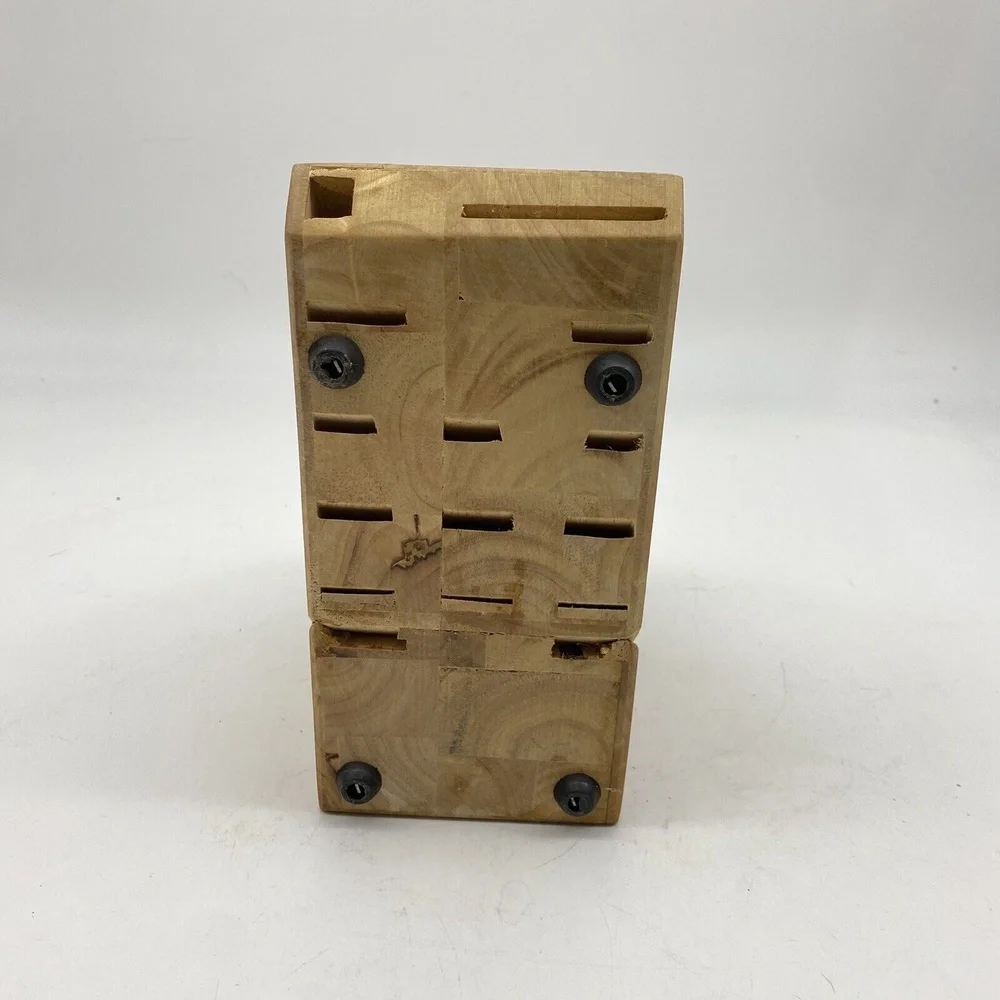 Vintage Chicago Cutlery Wooden Knife Block Replacement 13 Slot Angled Countertop